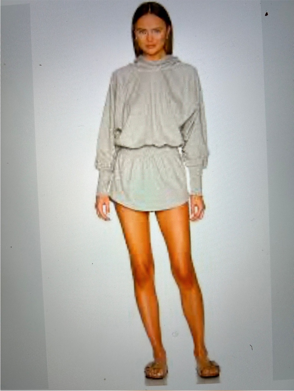 Free People Gray Hooded Mini Dress Tunic Top
Medium